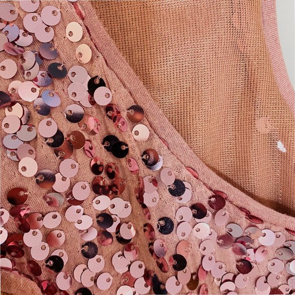 Women's Size XS Sleeveless Dusty Rose Sequined front and back / Tank Top - Picture 2 of 7